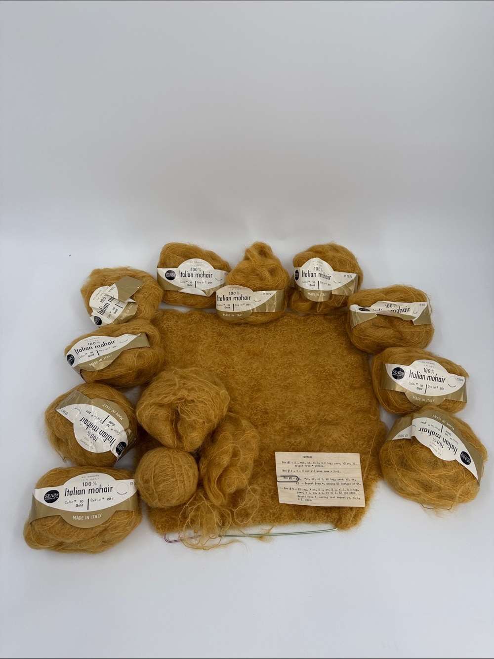 10 Balls & plus100% Italian Mohair Yarn - Rich Golden Brown